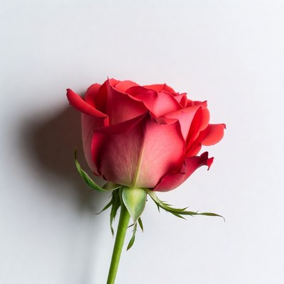 Red Rose on White Background