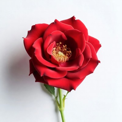 Red Rose on White Background