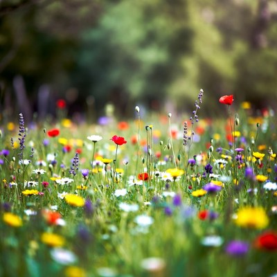 Colorful Wildflower Meadow in Forest