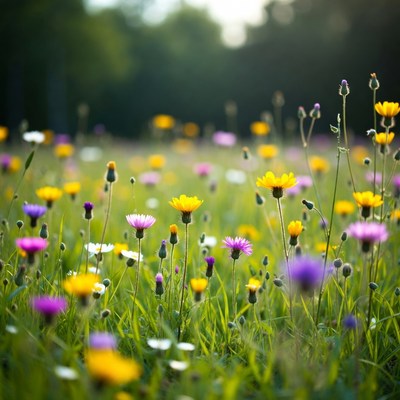 Colorful Wildflower Meadow in Sunlight