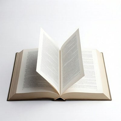 Open book on white background