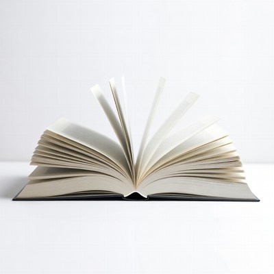 Open Book on White Background