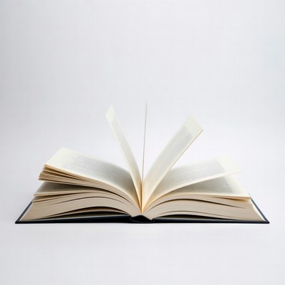 Open book on white background