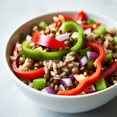 Vibrant Bell Pepper Lentil Rice Salad