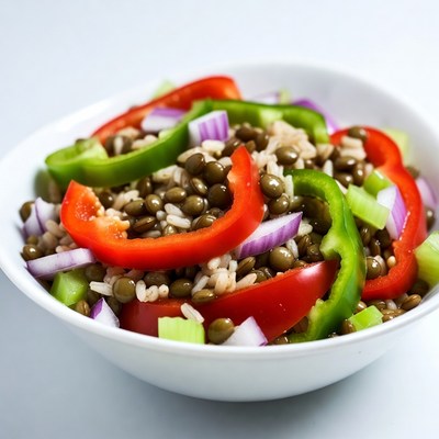 Lentil salad with peppers and onions