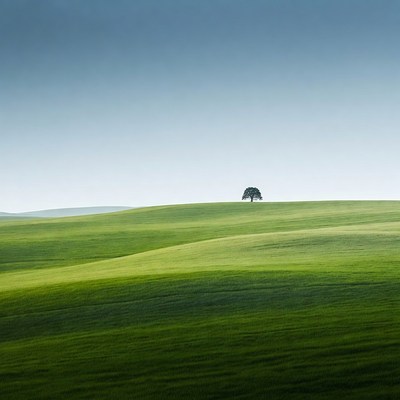 Lone Tree on Rolling Green Hills