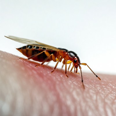 Paper Wasp on Human Finger
