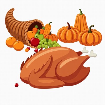 Thanksgiving Cornucopia with Turkey