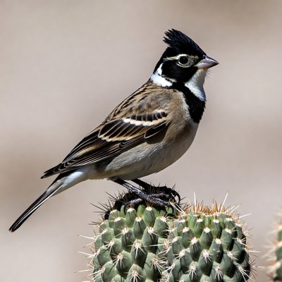 Crested Larkspur perched on cactus