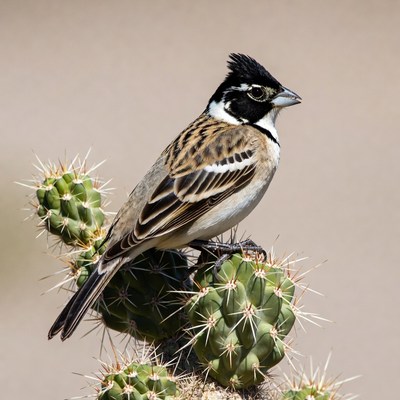 Crested Larkspur Finch on Cactus
