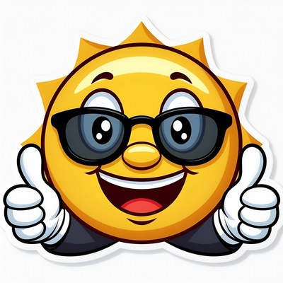 Smiling Sun with Sunglasses Thumbs Up