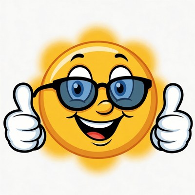 Smiling Sun with Sunglasses Thumbs Up