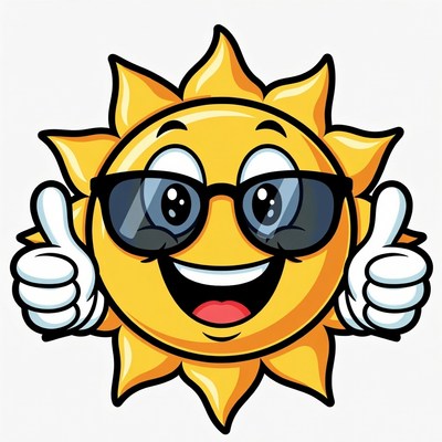 Smiling Sun with Sunglasses Thumbs Up