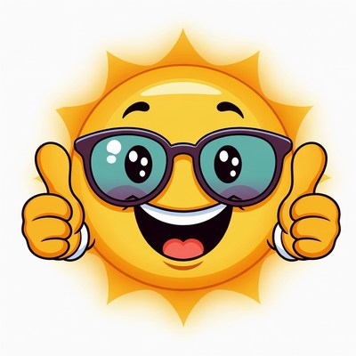 Smiling Sun with Sunglasses Thumbs Up