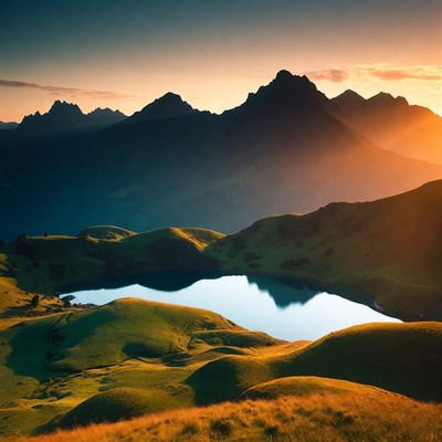 Mountain Lake at Sunset