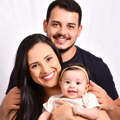 Smiling family with baby