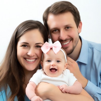 Smiling family with baby girl