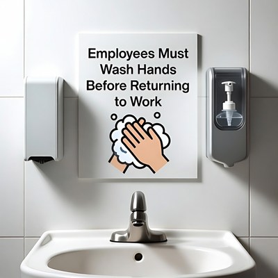Employees Must Wash Hands Sign