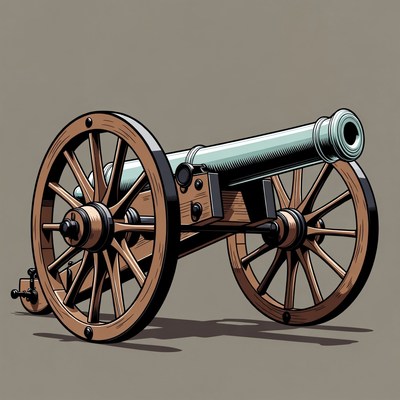 Vintage Cannon on Wheels Illustration