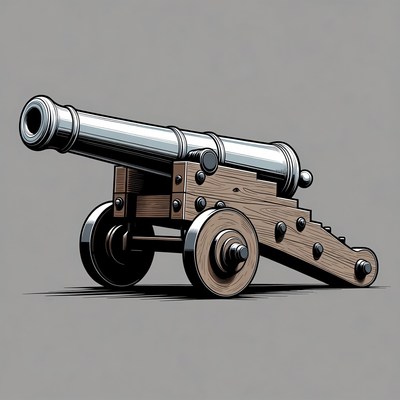 Wooden Cannon on Wheels Illustration