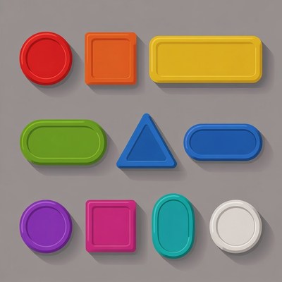Colorful Plastic Shapes Icons Set