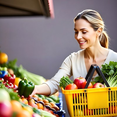 Woman shopping vegetables at market