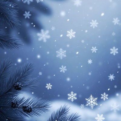 Snowy Pine Branches Background