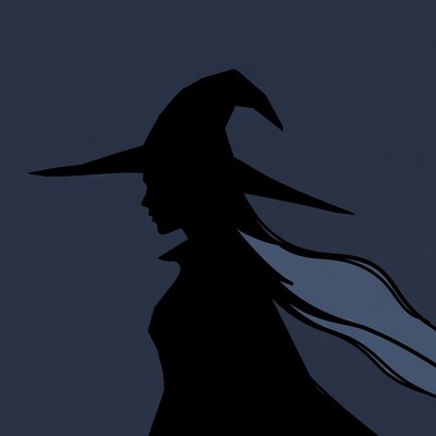 Silhouette of Witch in Hat