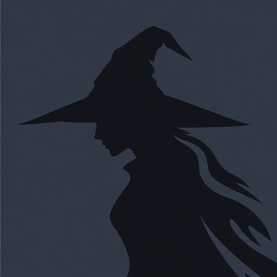 Silhouette of Witch in Profile