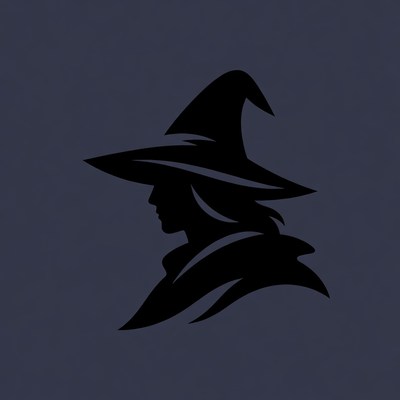 Silhouette of Witch in Hat