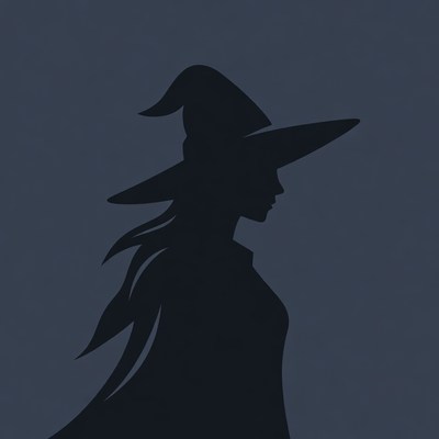 Silhouette of Witch in Profile