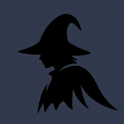Silhouette of Witch in Profile