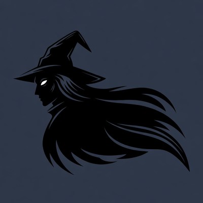Silhouette of Witch in Profile