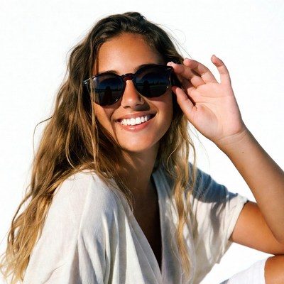 Smiling woman in sunglasses