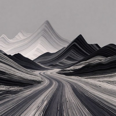 Winding Road Through Layered Mountains