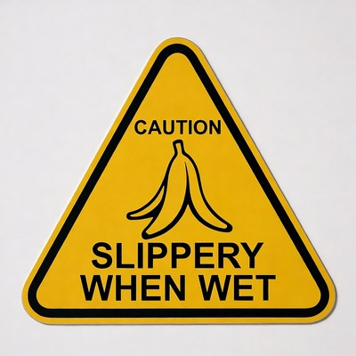 Caution Slippery When Wet Banana Sign