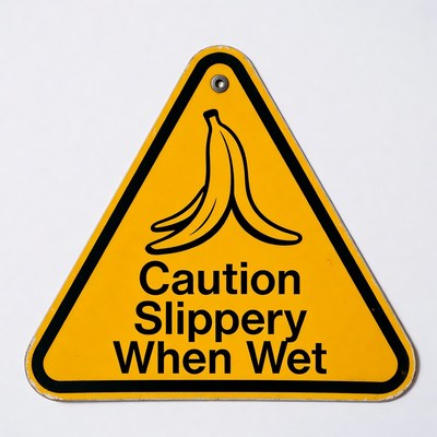 Caution Slippery When Wet Banana Sign