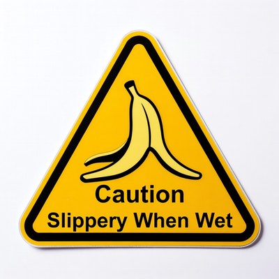 Caution Slippery When Wet Banana Sign