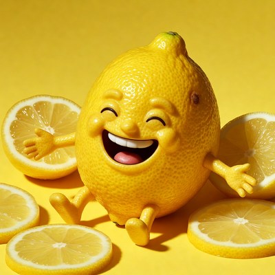 Happy Smiling Cartoon Lemon