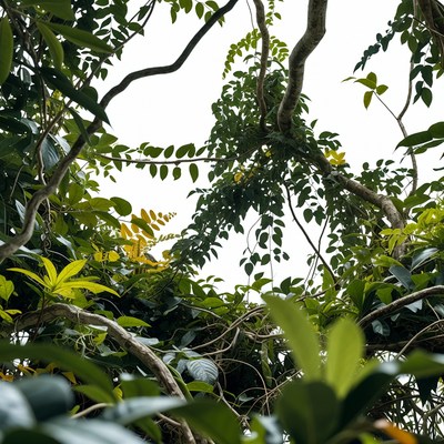 Lush green vines on white background