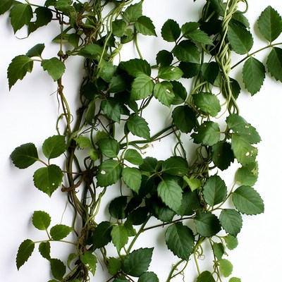 Green Ivy Vines on White Background