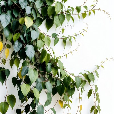 Green Ivy Vines on White Wall