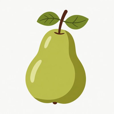 Green pear with leaves