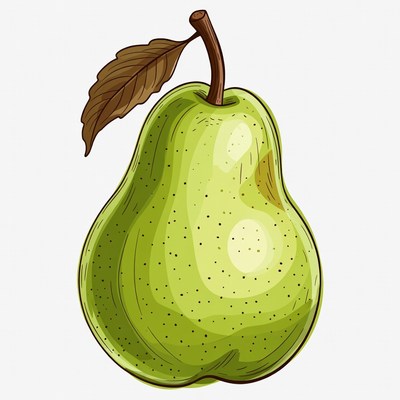 Green pear with leaf