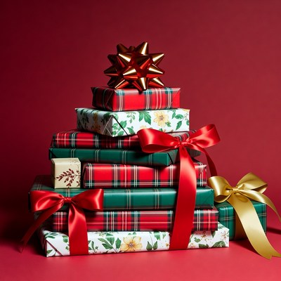 Stack of Wrapped Christmas Presents