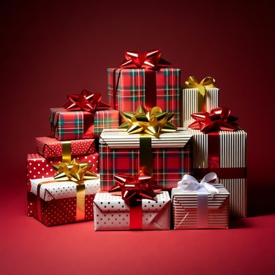 Stack of Wrapped Christmas Presents