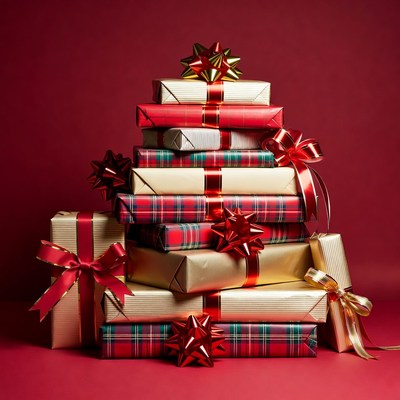 Stack of Wrapped Christmas Presents