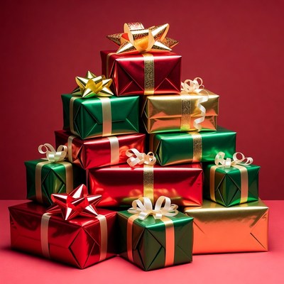 Stack of Wrapped Christmas Presents