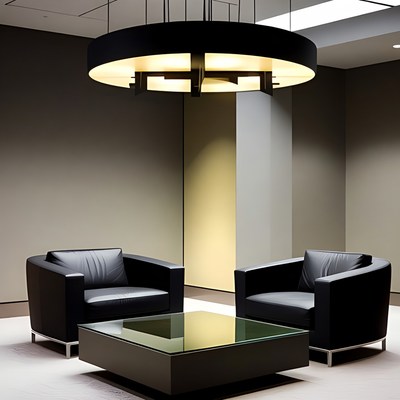 Modern Office Lounge with Black Chairs