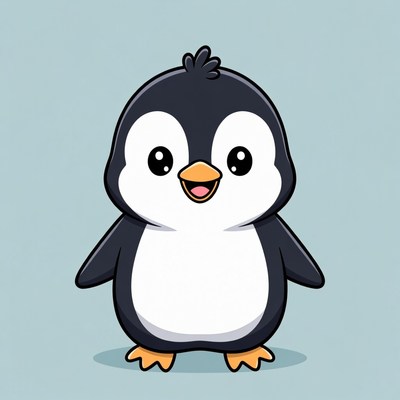 Cute cartoon penguin smiling